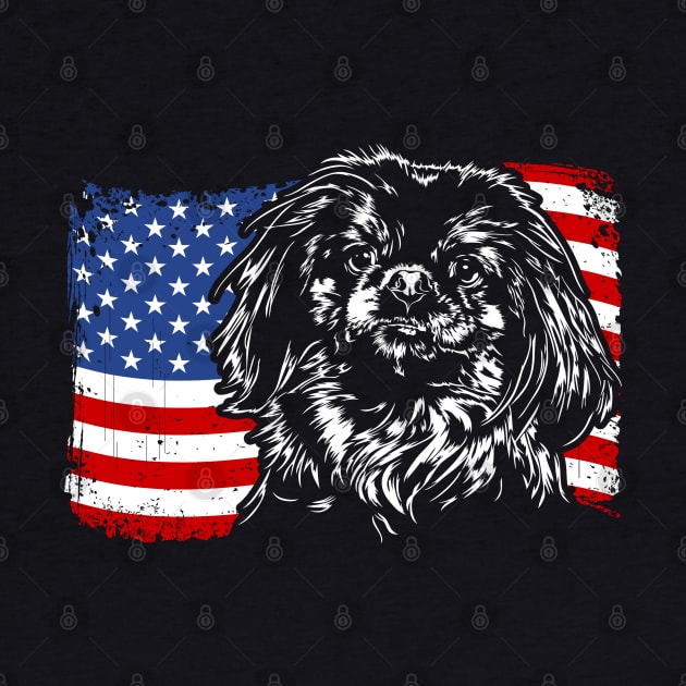 Proud Pekingese American Flag patriotic dog by wilsigns